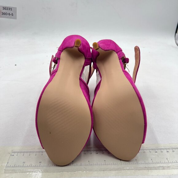 XYD Purple Peep Toe Ankle Boot Dual Buckled Straps Stiletto Heels Cutout Sandal - Picture 7 of 8